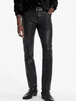 Pants>John Varvatos THE ROCKER LEATHER PANTS BLACK