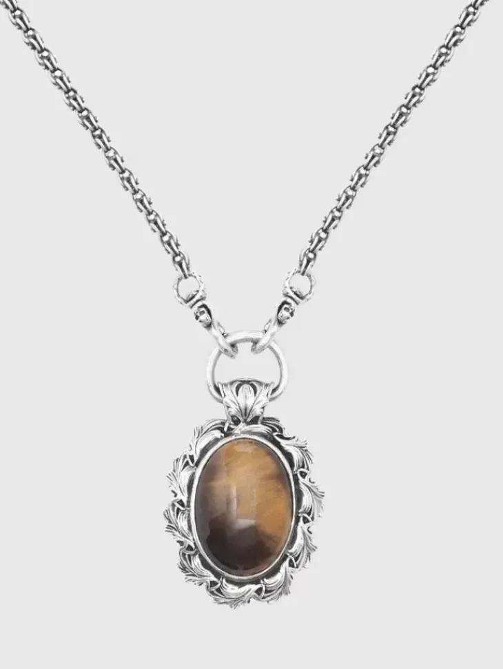Jewelry>John Varvatos TIGERS EYE PENDANT NECKLACE NOCOLOR