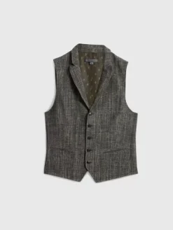 Leather & Outerwear|Tops>John Varvatos VISTA VEST DRILLOLIVE