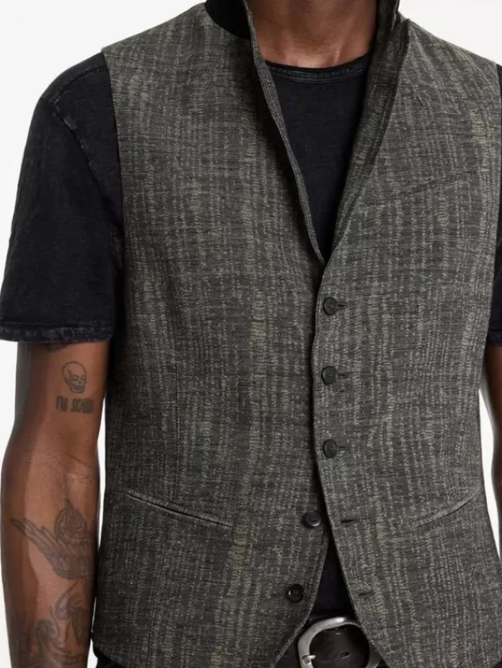 Leather & Outerwear|Tops>John Varvatos VISTA VEST DRILLOLIVE