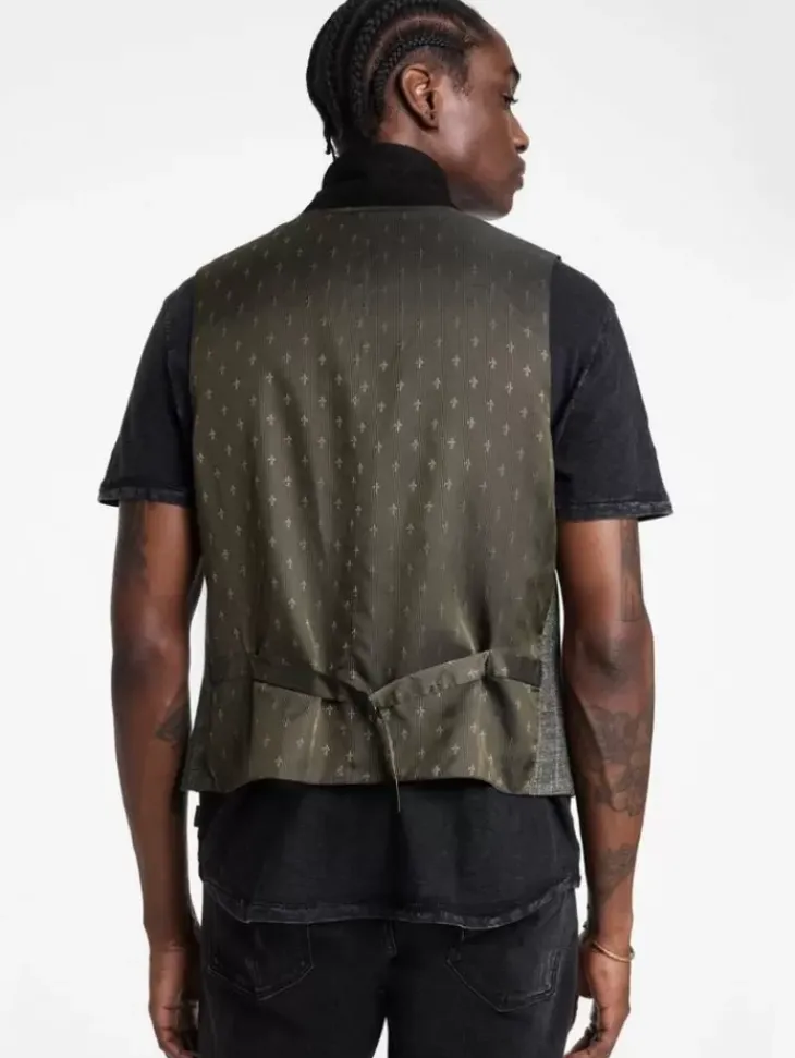 Leather & Outerwear|Tops>John Varvatos VISTA VEST DRILLOLIVE