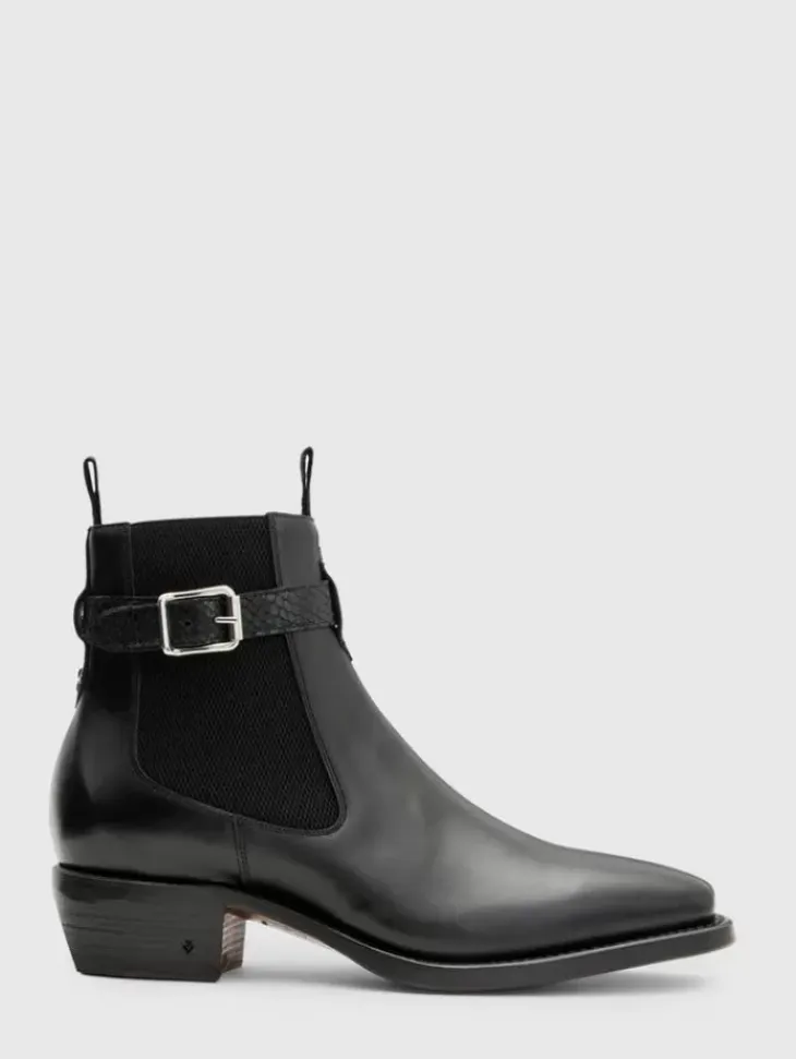 Boots|Leather Boots>John Varvatos WALKER BUCKLE CHELSEA BOOT BLACK