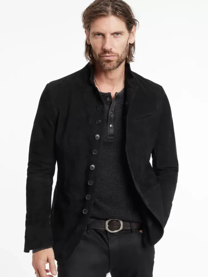 Leather Jackets|Leather Jackets>John Varvatos WOODWARD MULTIBUTTON JACKET BLACK