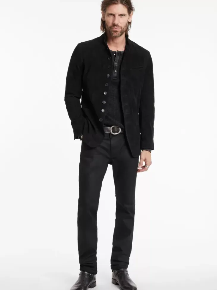 Leather Jackets|Leather Jackets>John Varvatos WOODWARD MULTIBUTTON JACKET BLACK