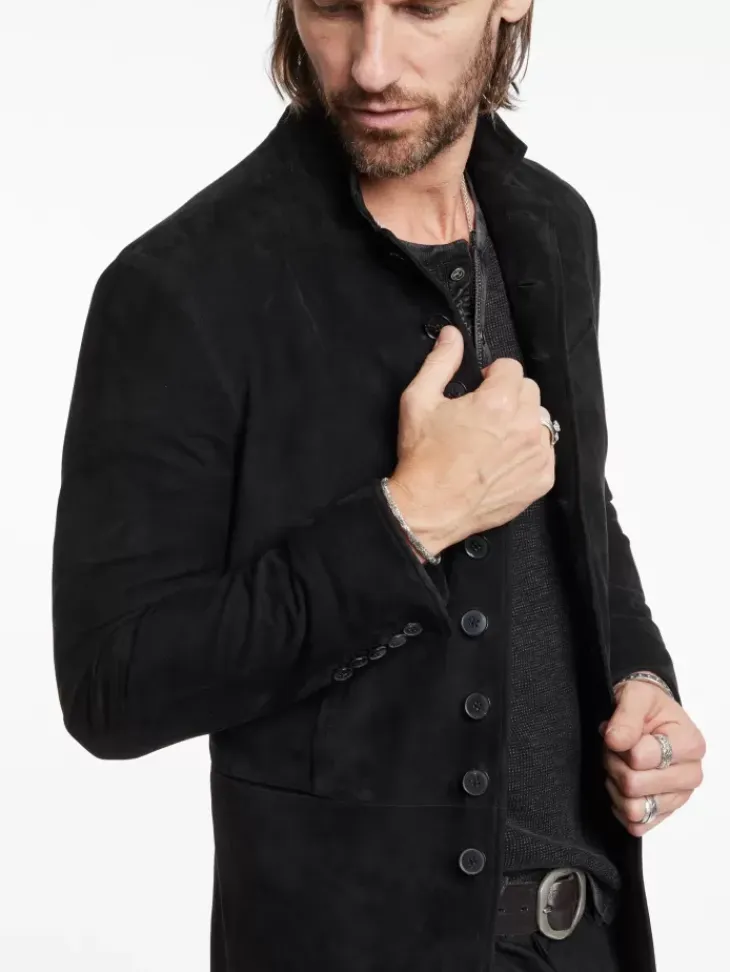 Leather Jackets|Leather Jackets>John Varvatos WOODWARD MULTIBUTTON JACKET BLACK
