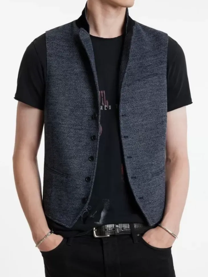 Leather & Outerwear|Tops>John Varvatos WOODWARD VEST NAVY
