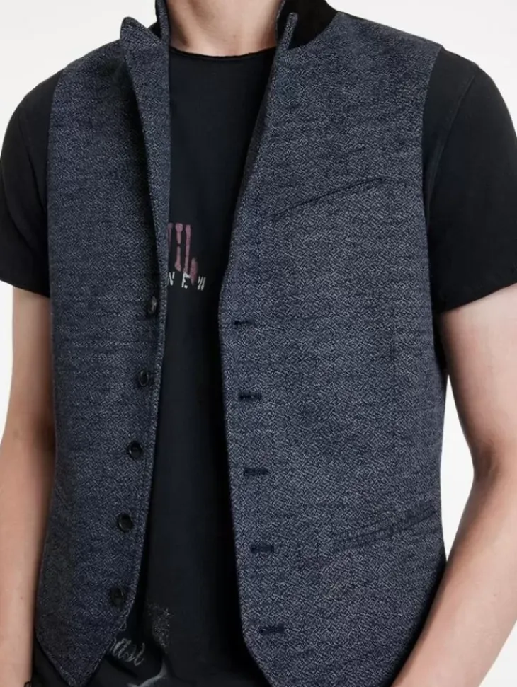 Leather & Outerwear|Tops>John Varvatos WOODWARD VEST NAVY