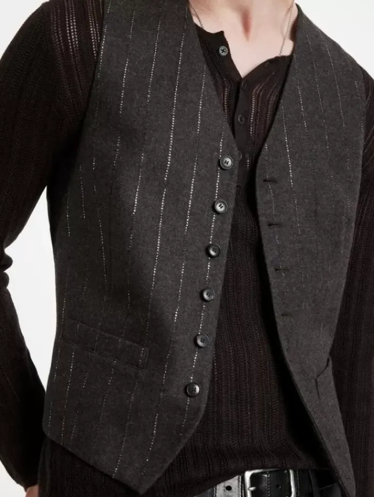 Leather & Outerwear|Tops>John Varvatos WOOSTER VEST CHOCOLATE