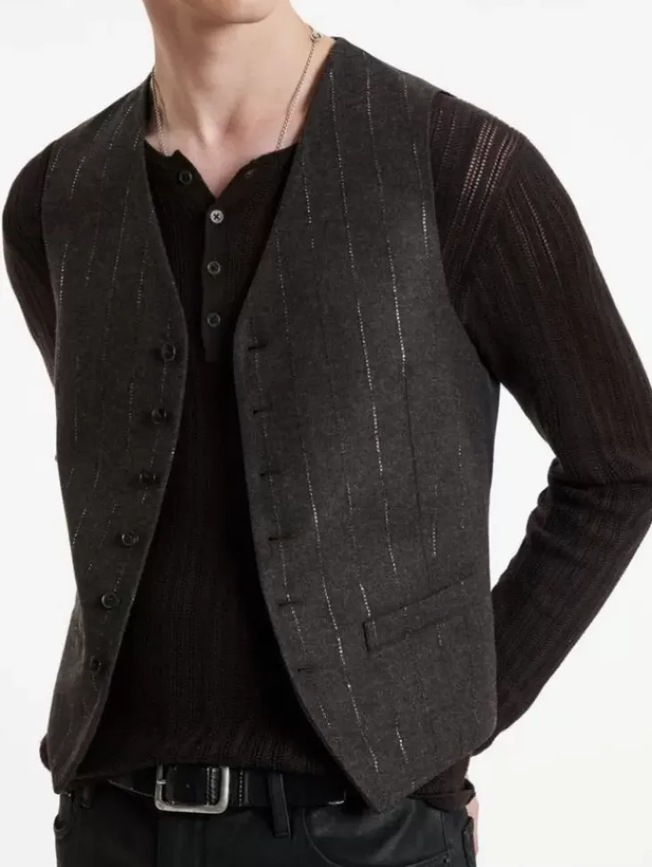 Leather & Outerwear|Tops>John Varvatos WOOSTER VEST CHOCOLATE