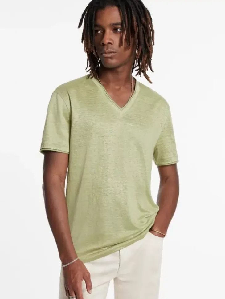 Tops>John Varvatos WOOSTER V-NECK CANTALOUPE