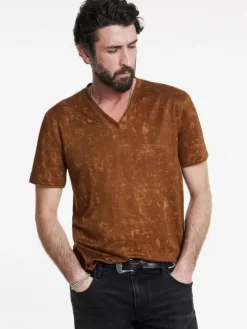 T-Shirts>John Varvatos WOOSTER V-NECK FLAXHEATHER