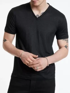 T-Shirts>John Varvatos WOOSTER V-NECK BLACK