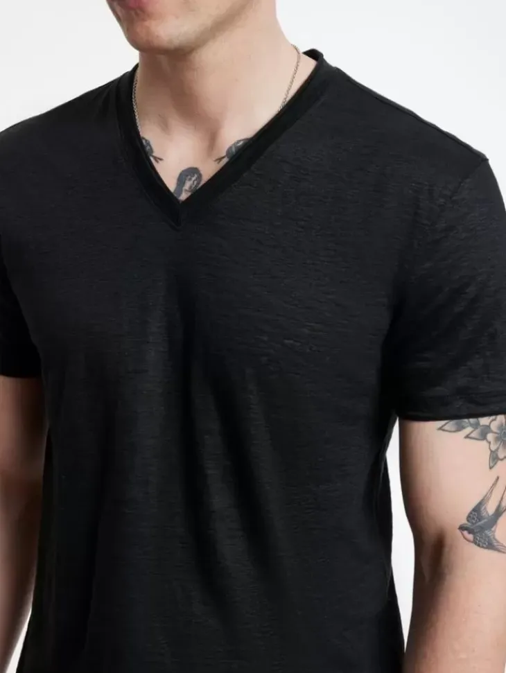 T-Shirts>John Varvatos WOOSTER V-NECK BLACK