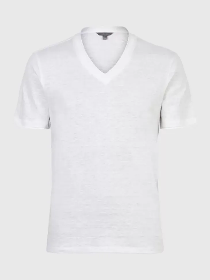 T-Shirts>John Varvatos WOOSTER V-NECK WHITE