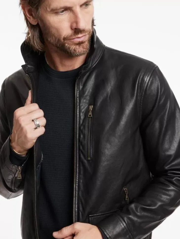 Leather Jackets|Leather Jackets>John Varvatos YORK JACKET BLACK