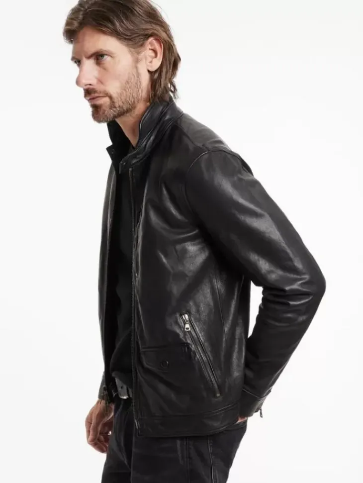 Leather Jackets|Leather Jackets>John Varvatos YORK JACKET BLACK